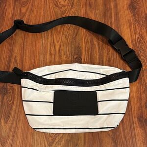 Aloha collection black and white striped fanny pack belt waist bag. One size